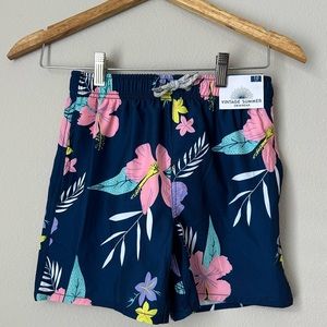 NWT VINTAGE SUMMER - Floral Print Swim Trunks - (Big Boys) size 10y